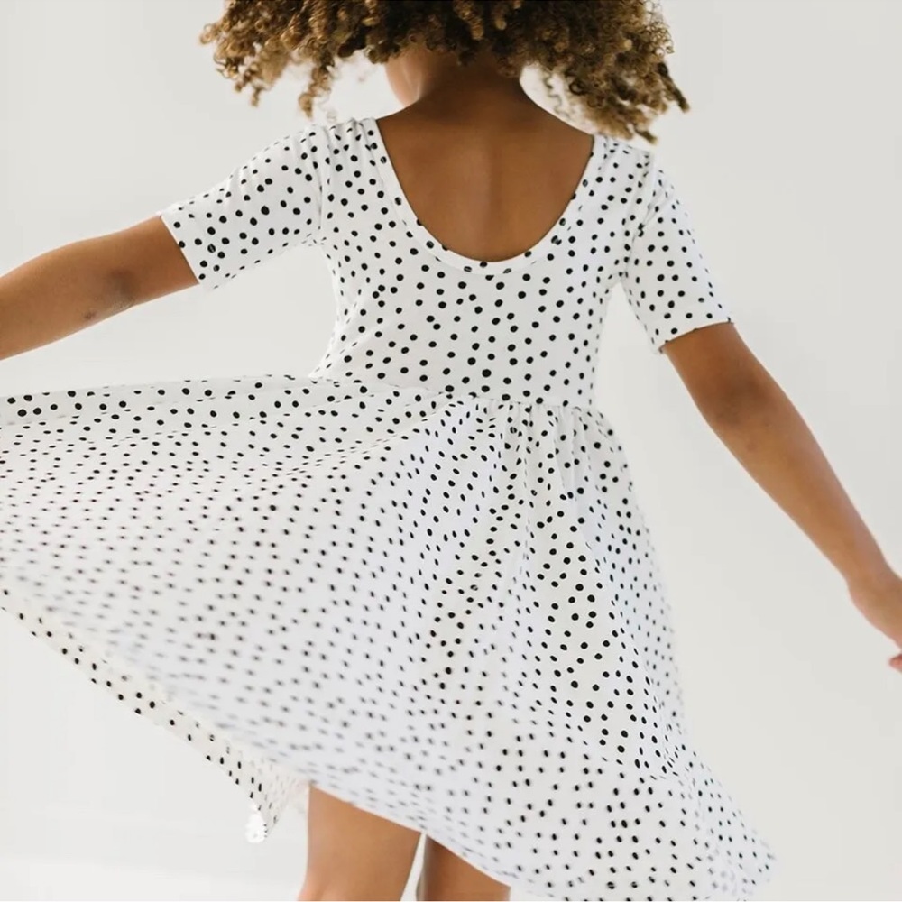 Alice + Ames girls dress 10 black dot on white